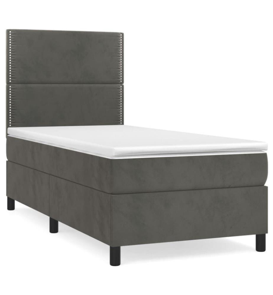 Boxspringbett mit Matratze Dunkelgrau 100x200 cm Samt