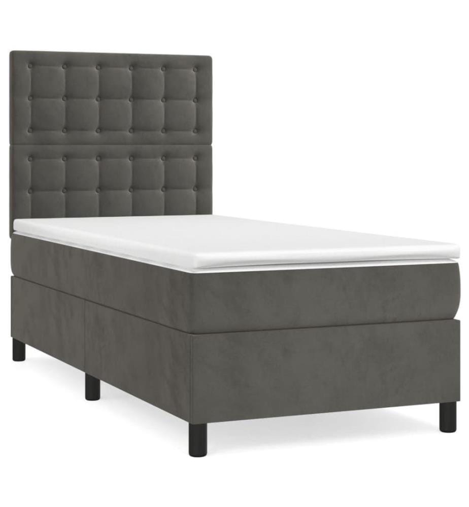 Boxspringbett mit Matratze Dunkelgrau 100x200 cm Samt