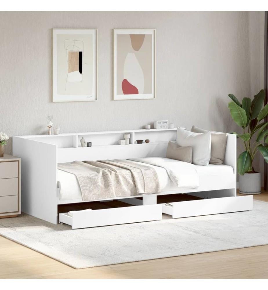 Tagesbett mit Schubladen Weiss 100x200 cm Holzwerkstoff