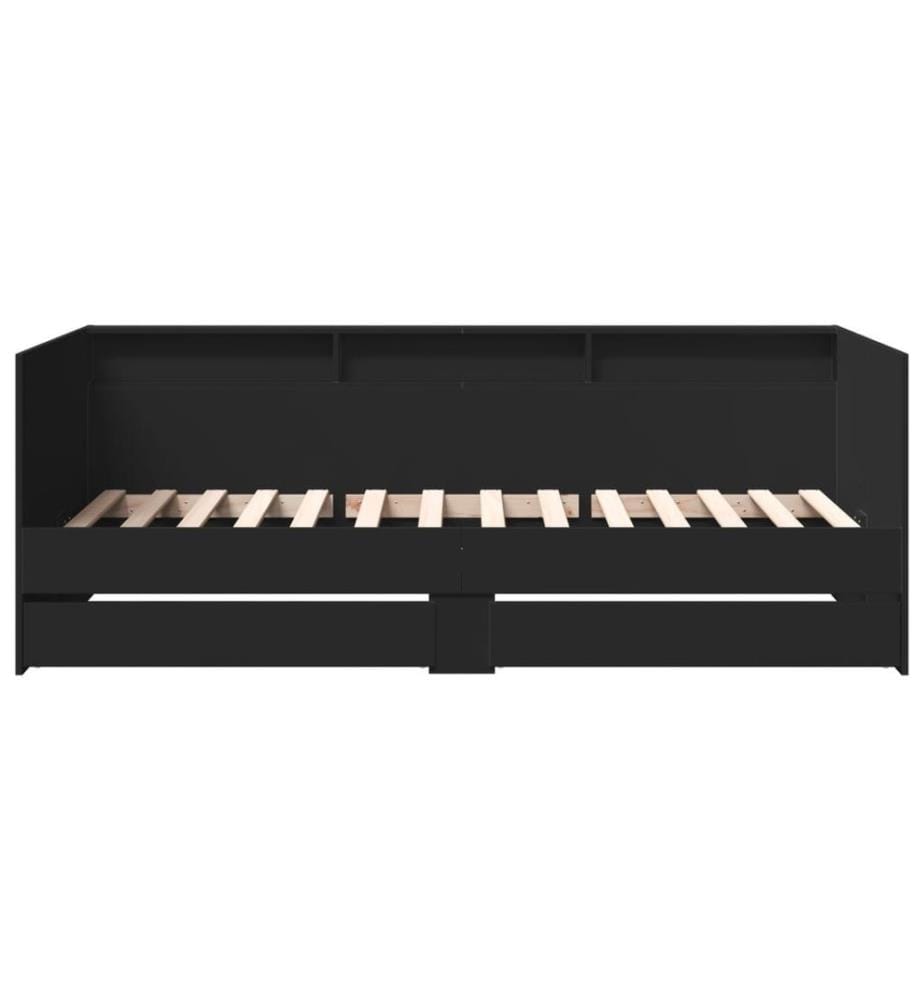 Tagesbett mit Schubladen Schwarz 100x200 cm Holzwerkstoff