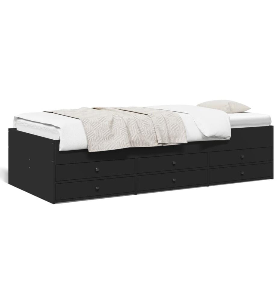 Tagesbett mit Schubladen Schwarz 100x200 cm Holzwerkstoff