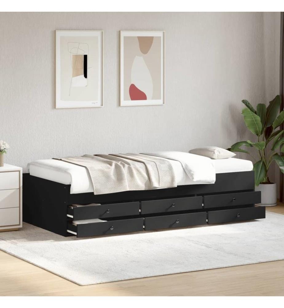 Tagesbett mit Schubladen Schwarz 100x200 cm Holzwerkstoff