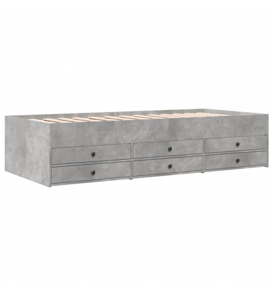 Tagesbett mit Schubladen Betongrau 100x200 cm Holzwerkstoff
