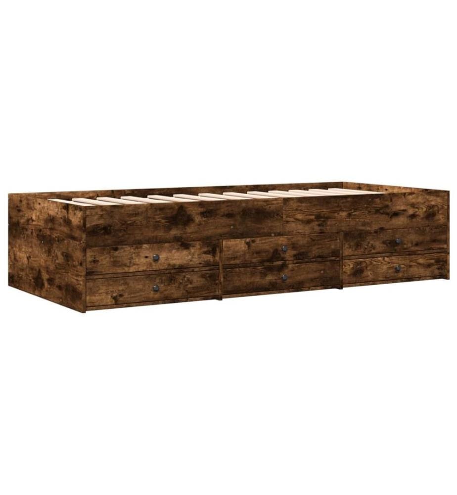 Tagesbett mit Schubladen Räuchereiche 100x200 cm Holzwerkstoff