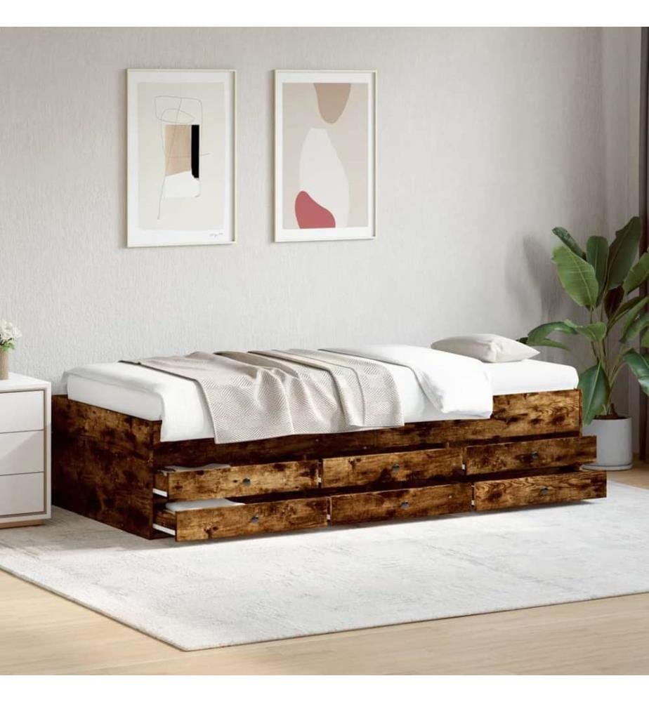 Tagesbett mit Schubladen Räuchereiche 100x200 cm Holzwerkstoff