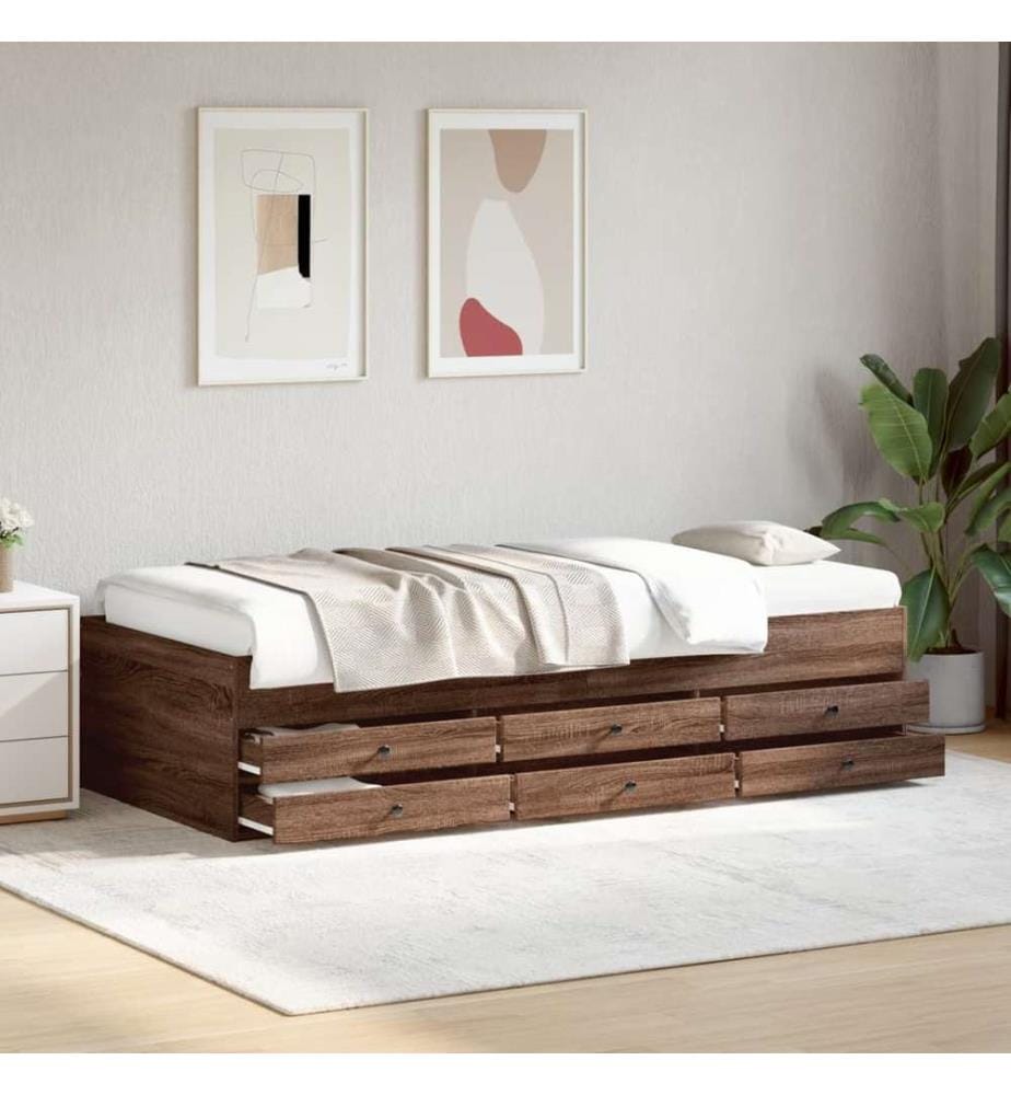 Tagesbett Schubladen Braun Eiche-Optik 100x200 cm Holzwerkstoff