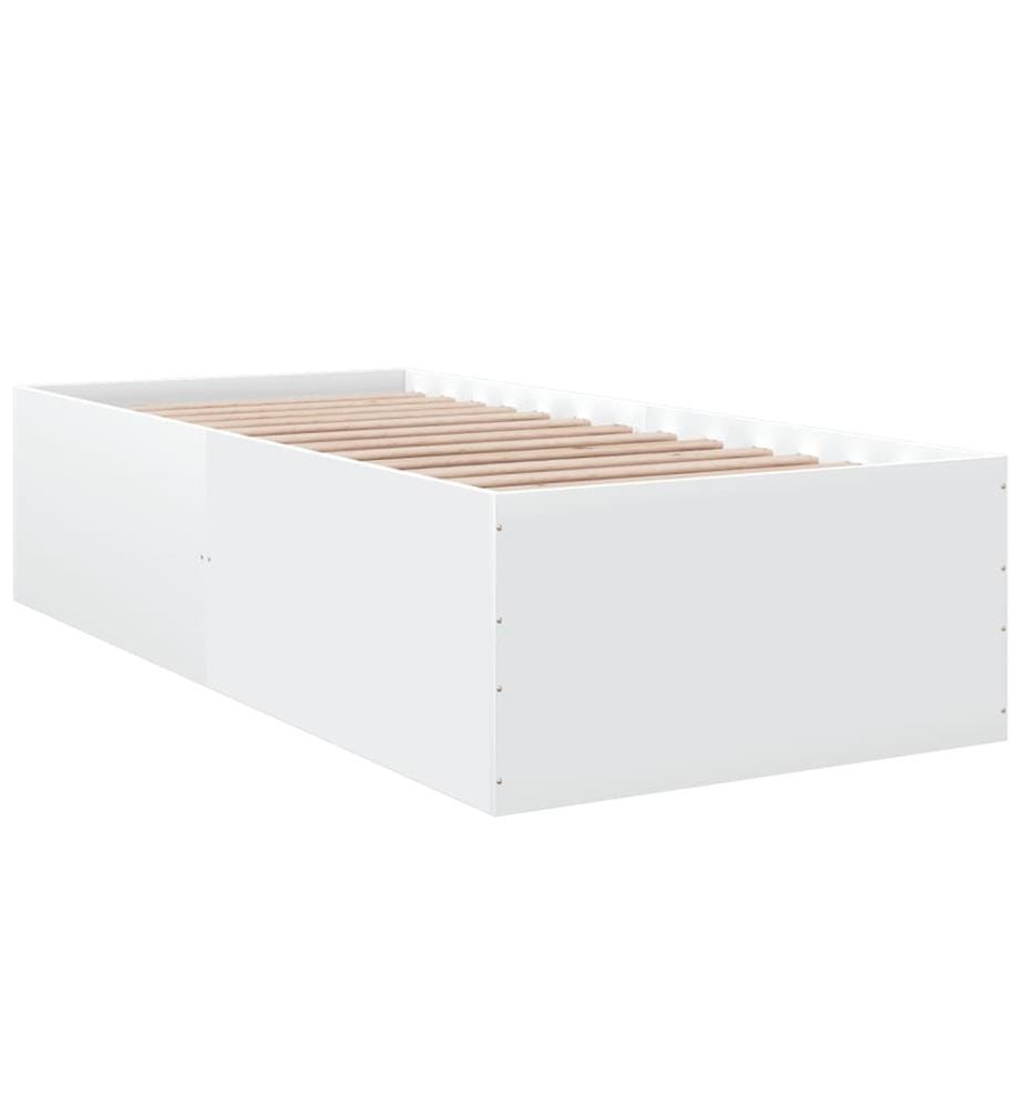 Cadre de lit blanc 100x200 cm bois d'ingénierie
