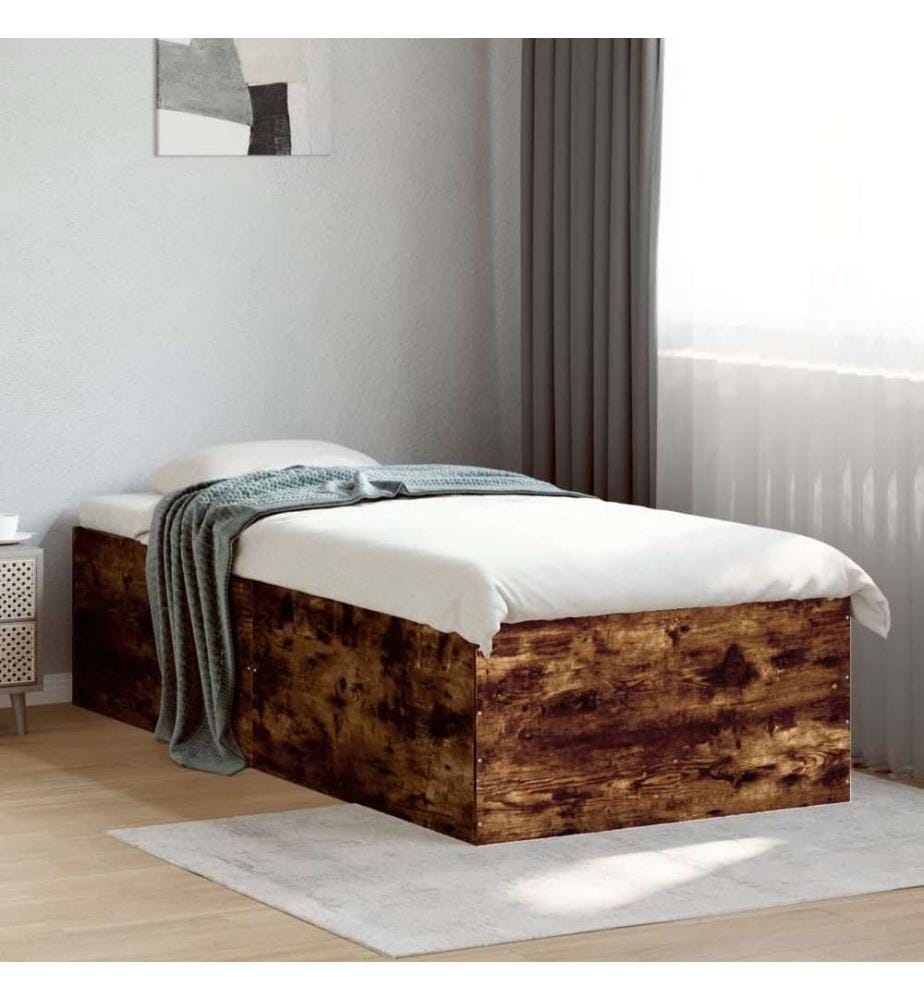 Bettgestell Räuchereiche 100x200 cm Holzwerkstoff