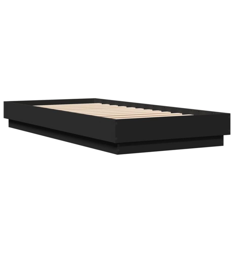 Bettgestell mit LED Schwarz 100x200 cm