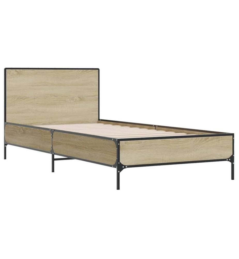 Bettgestell Sonoma-Eiche 100x200 cm Holzwerkstoff und Metall