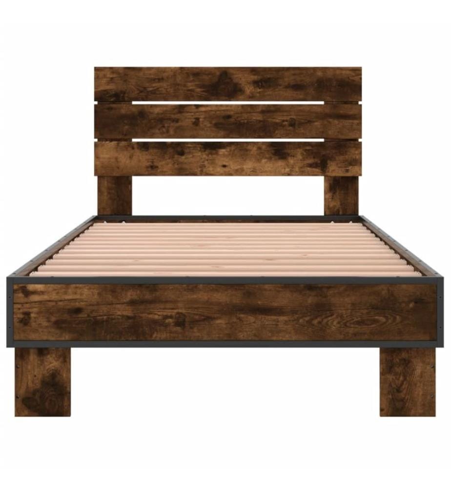 Bettgestell Räuchereiche 100x200 cm Holzwerkstoff und Metall