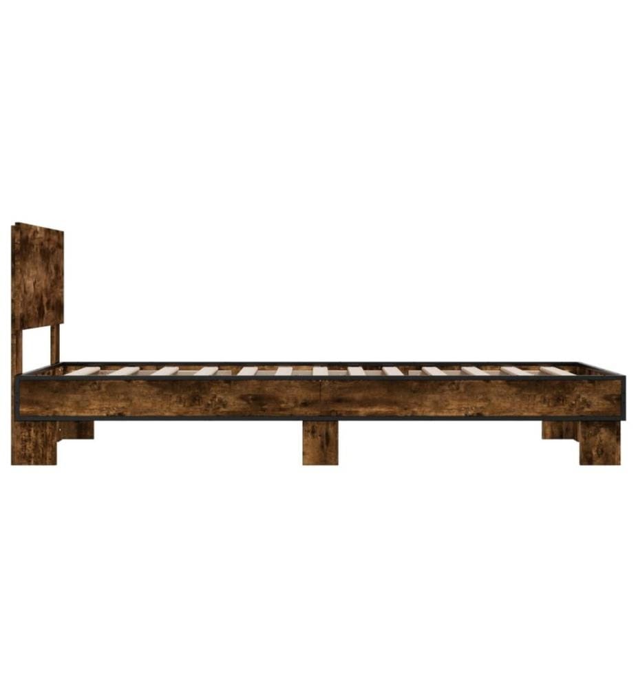 Bettgestell Räuchereiche 100x200 cm Holzwerkstoff und Metall