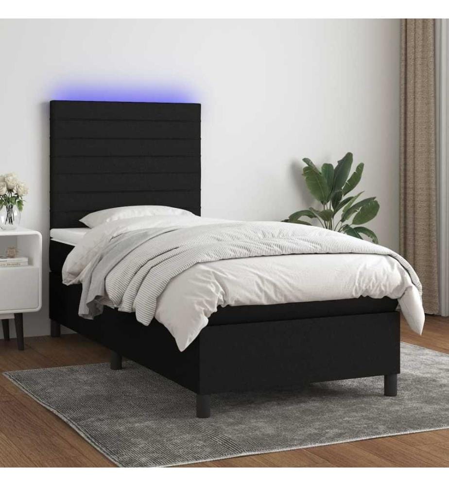 Boxspringbett mit Matratze & LED Schwarz 100x200 cm Stoff