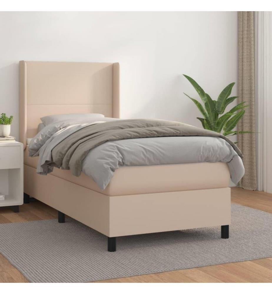 Lit à sommier tapissier avec matelas Cappuccino 100x200 cm