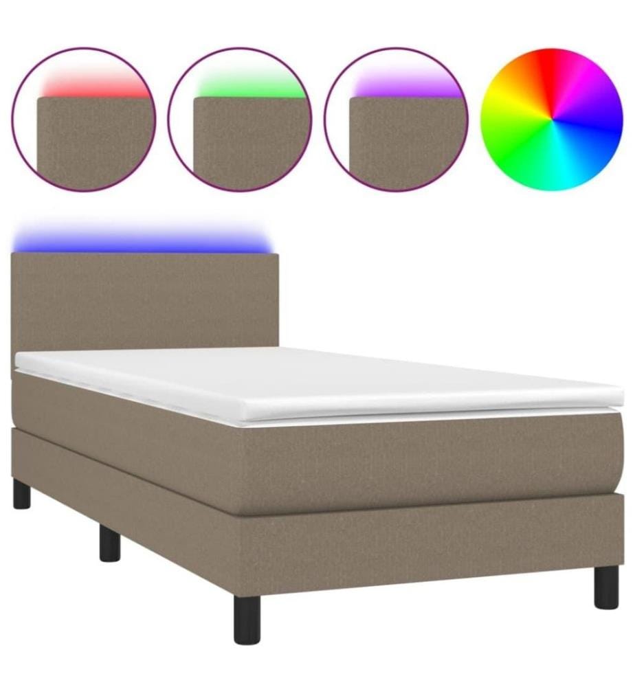 Boxspringbett mit Matratze & LED Taupe 100x200 cm Stoff