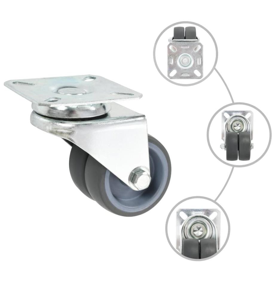 Roulettes pivotantes doubles 4 pcs 50 mm