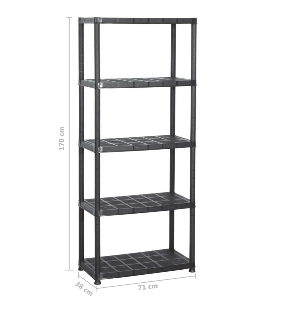 Lagerregal 5-Tier Schwarz 71x38x170 cm Kunststoff