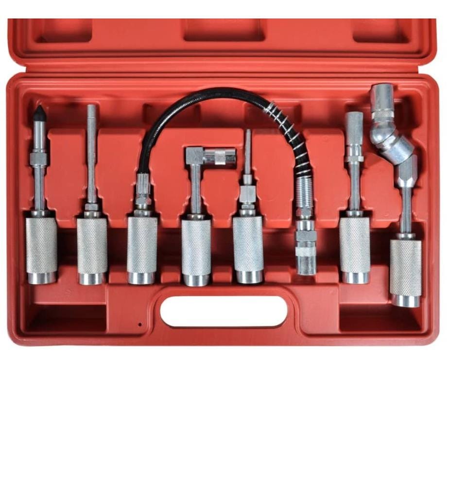 Adapter Fettpressen, 7 tlg. Set, Panzerschlauch