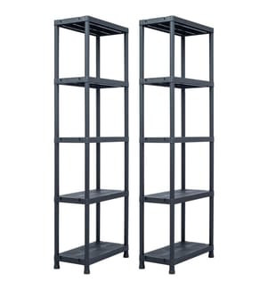 Lagerregale 2 Stk. Schwarz 125 kg 60 x 30 x 180 cm Kunststoff