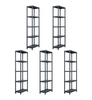 Lagerregale 5 Stk. Schwarz 125 kg 60 x 30 x 180 cm Kunststoff