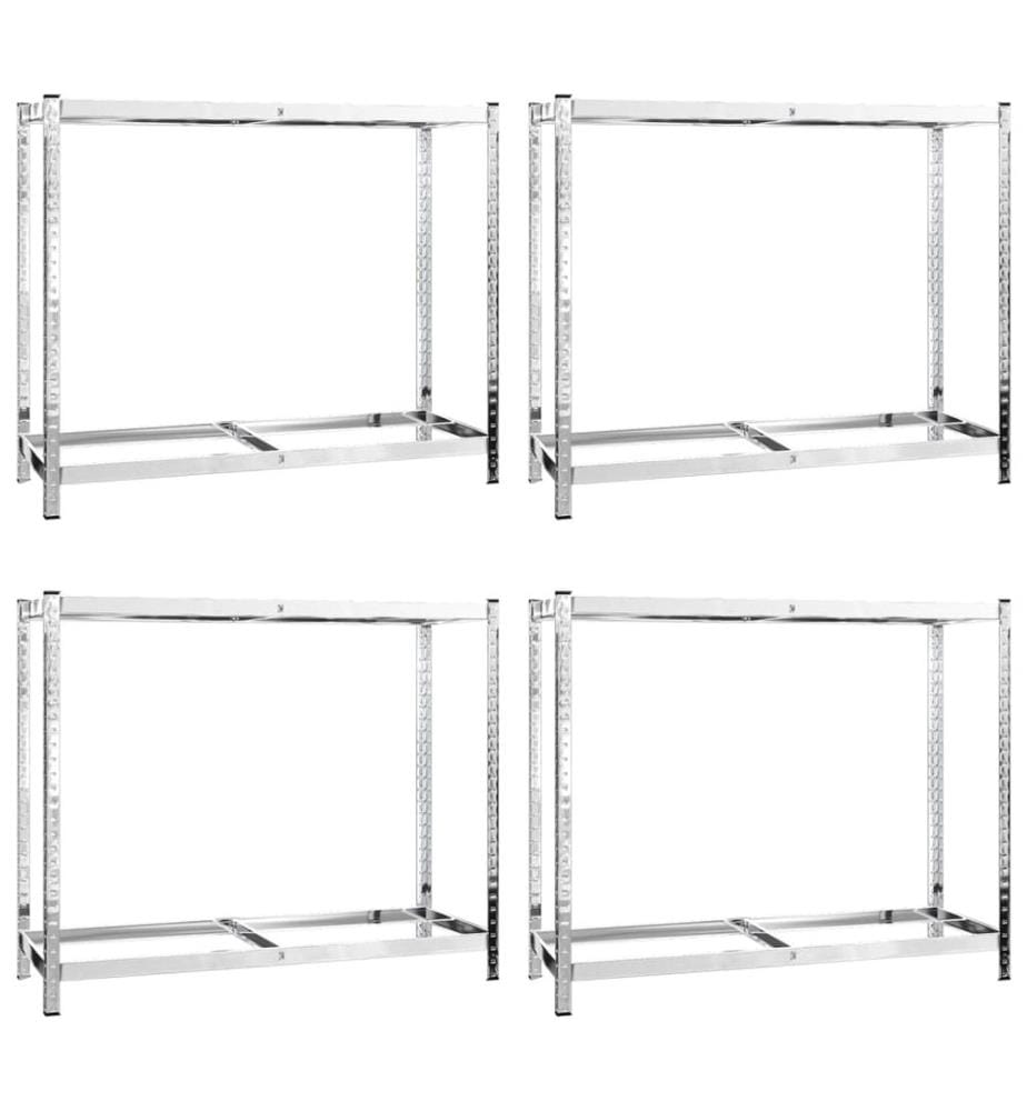 Reifenregale mit 2 Böden 4 Stk. Silbern 110x40x110 cm Stahl