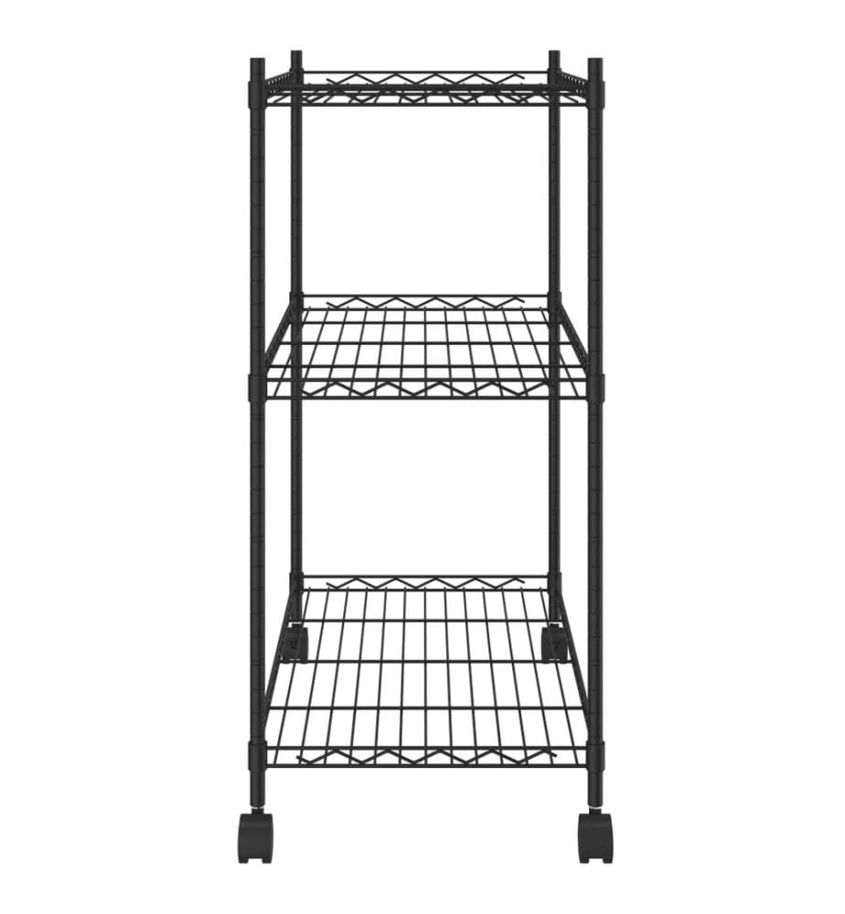 Étagère de rangement 3 niveaux et roues 60x35x81 cm noir 150 kg