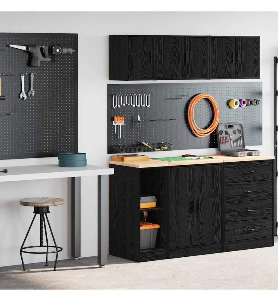 Garagenschränke 2 Stk. Schwarz Holzwerkstoff