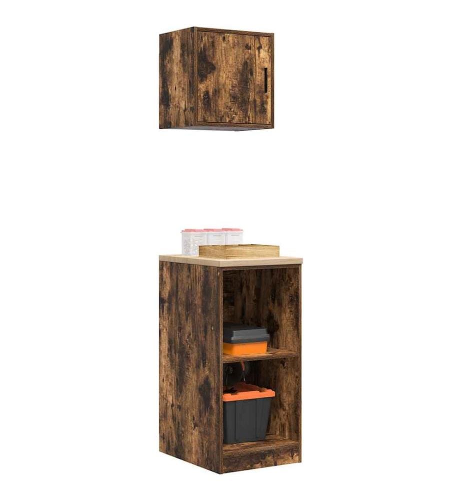 Garagenschränke 2 Stk. Räuchereiche Holzwerkstoff