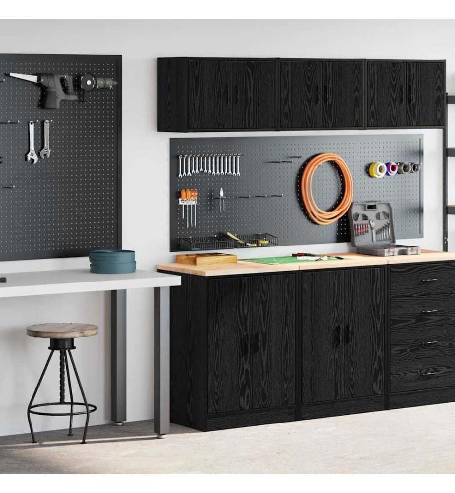 Garagenschränke 2 Stk. Schwarz Holzwerkstoff