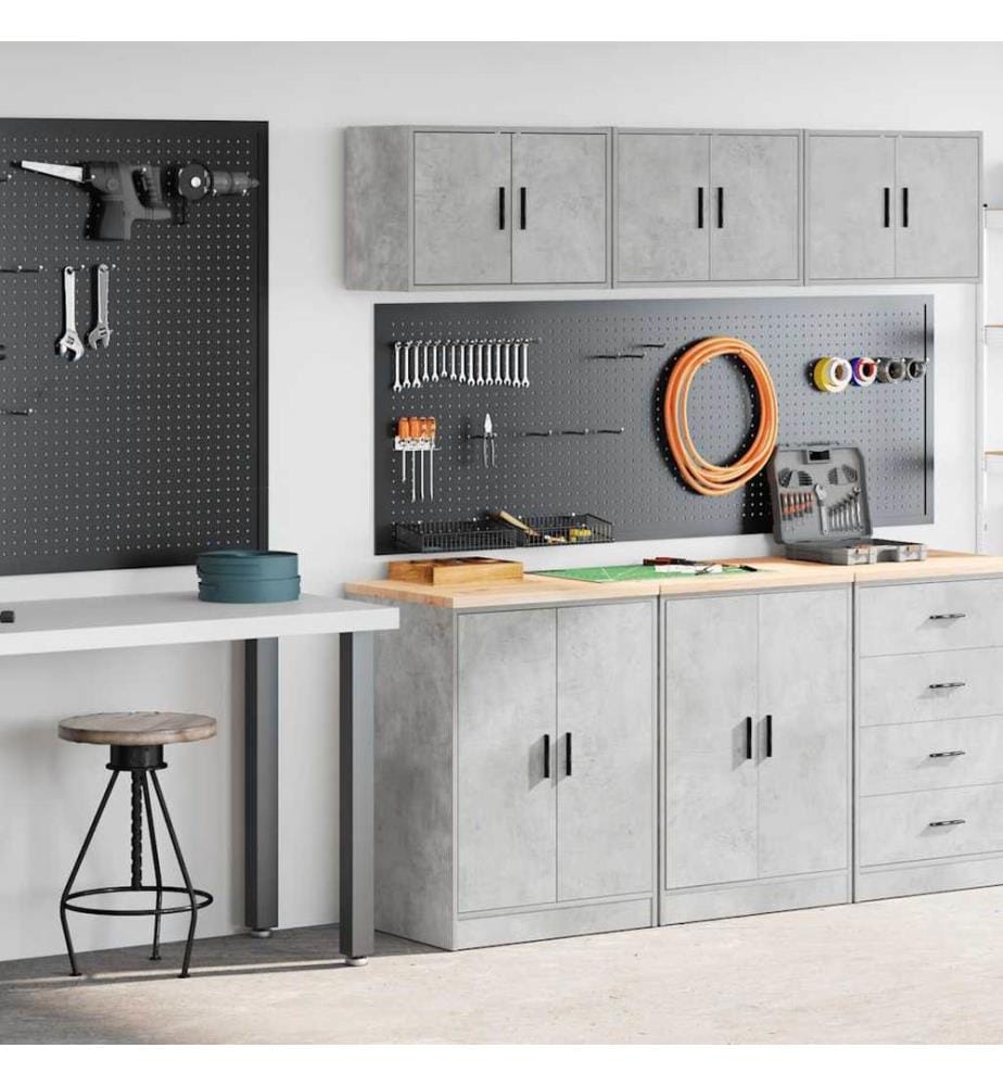Armoires de garage 2 pcs gris béton bois d'ingénierie