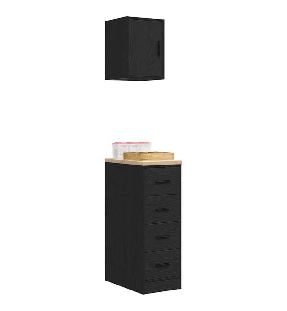 Garagenschränke 2 Stk. Schwarz Holzwerkstoff