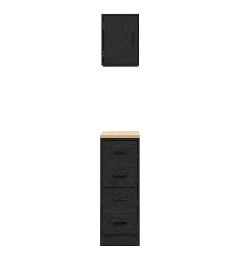 Garagenschränke 2 Stk. Schwarz Holzwerkstoff