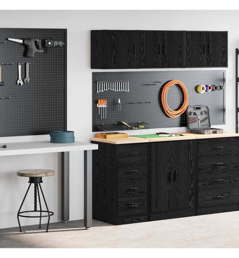 Garagenschränke 2 Stk. Schwarz Holzwerkstoff