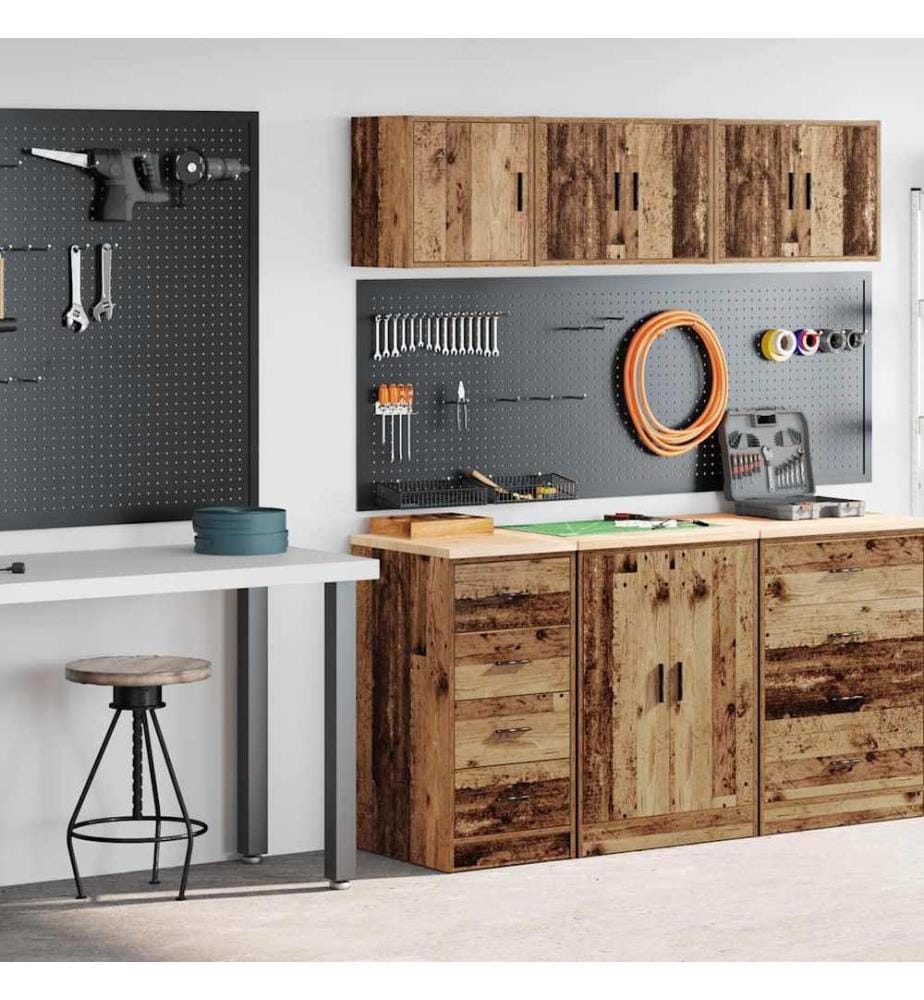 Armoires de garage 2 pcs vieux bois bois d'ingénierie