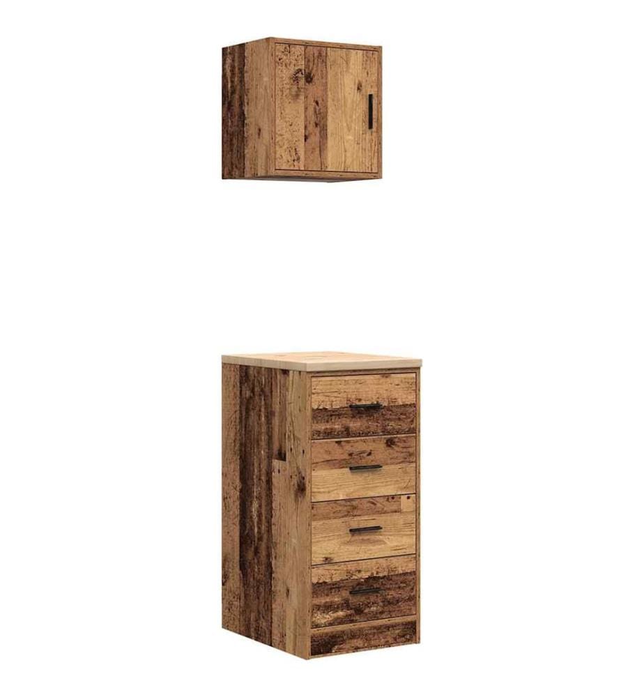 Armoires de garage 2 pcs vieux bois bois d'ingénierie