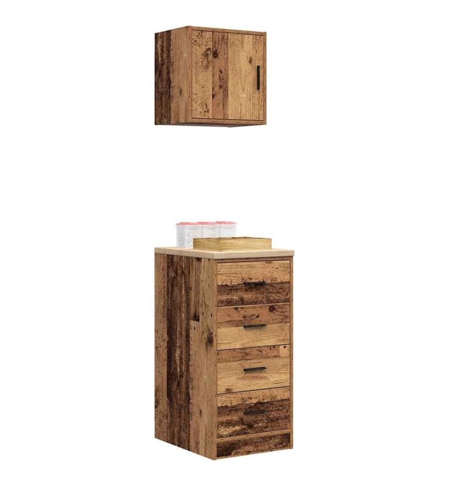 Armoires de garage 2 pcs vieux bois bois d'ingénierie