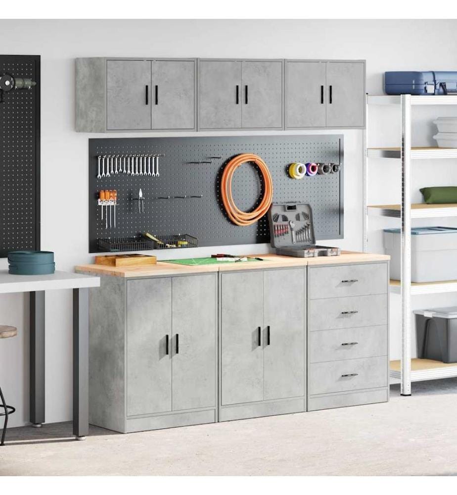 Armoires de garage 6 pcs gris béton bois d'ingénierie