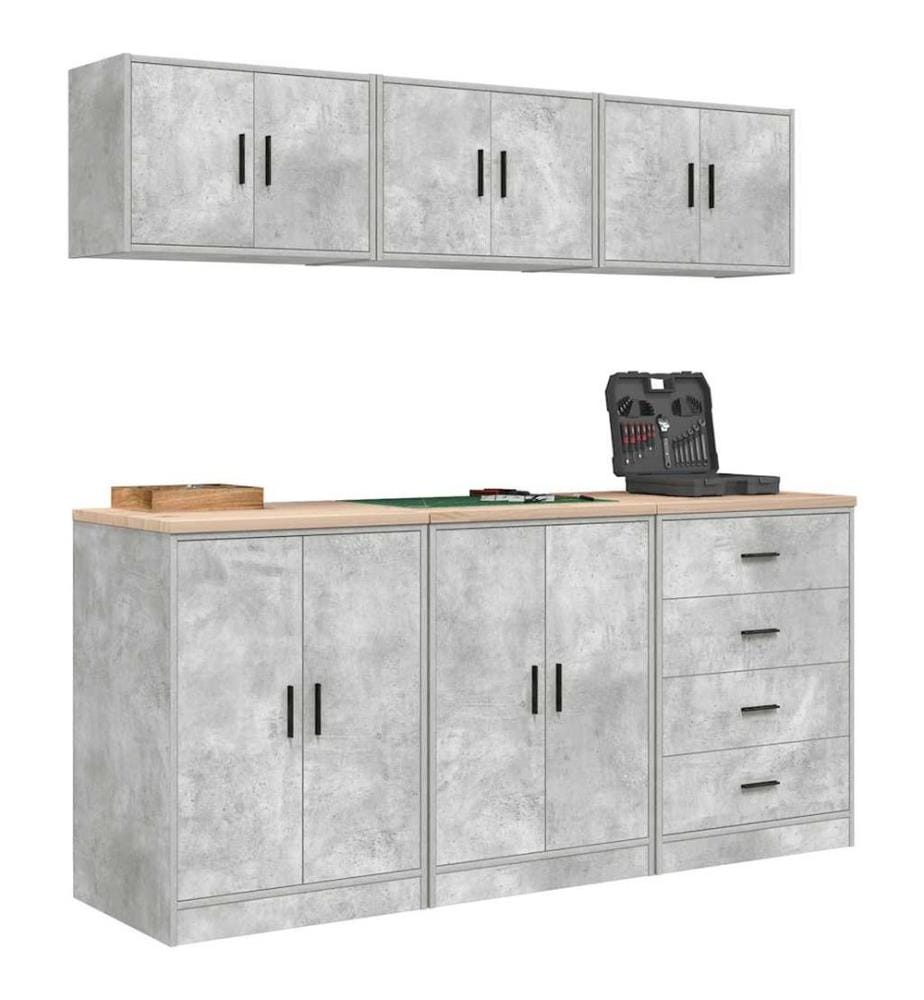 Armoires de garage 6 pcs gris béton bois d'ingénierie