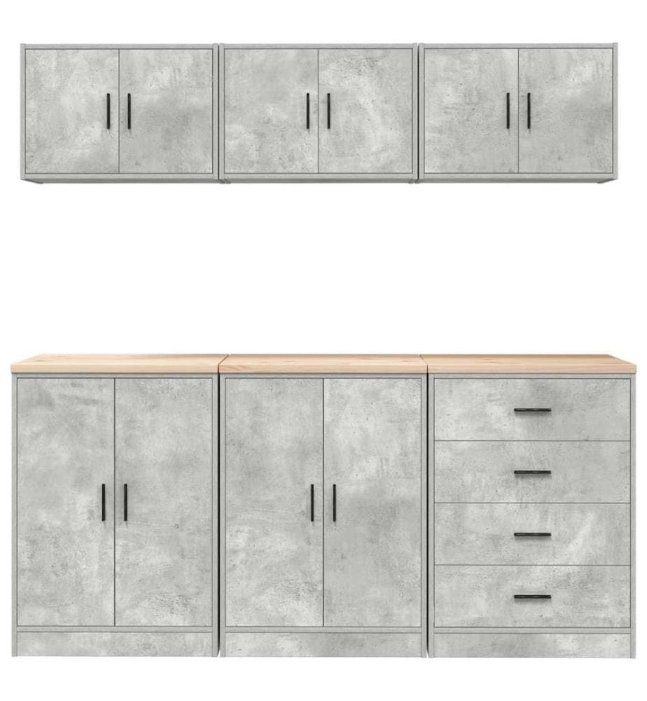 Armoires de garage 6 pcs gris béton bois d'ingénierie