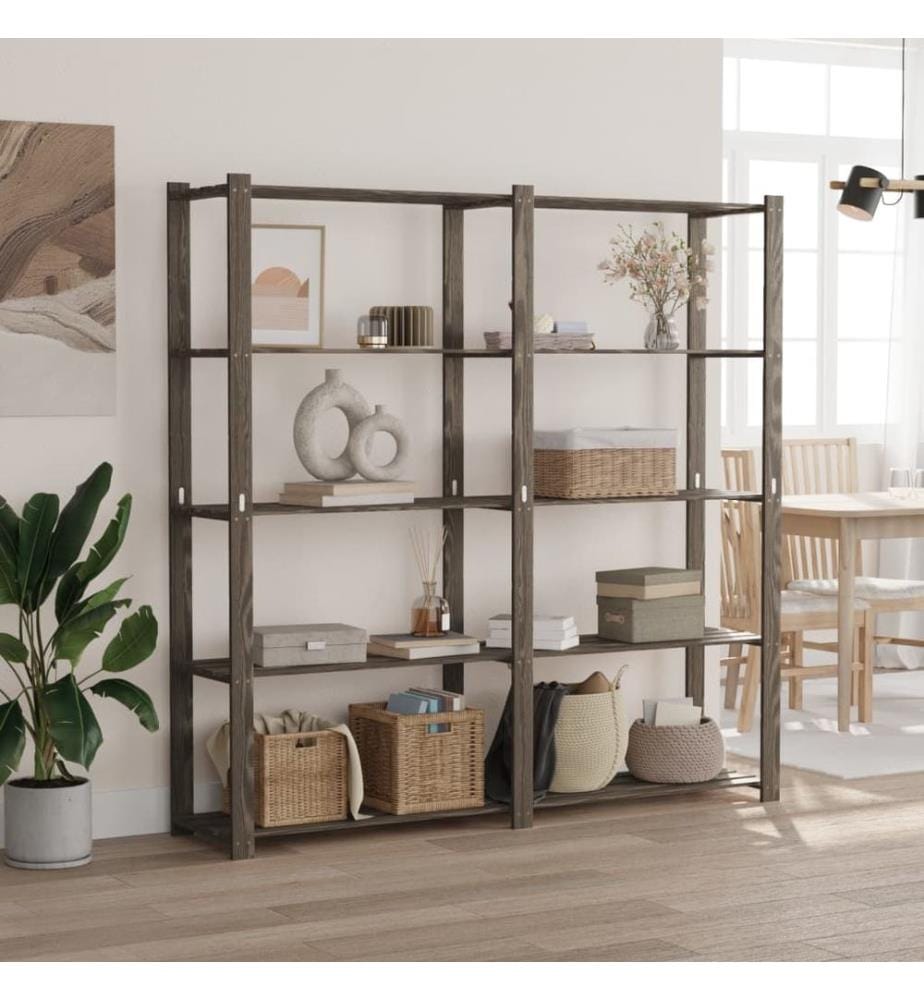 Lagerregal mit 5 Böden Grau 170x38x170 cm Massivholz Kiefer