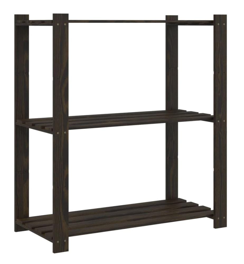Lagerregal mit 3 Böden Schwarz 80x38x90 cm Massivholz Kiefer