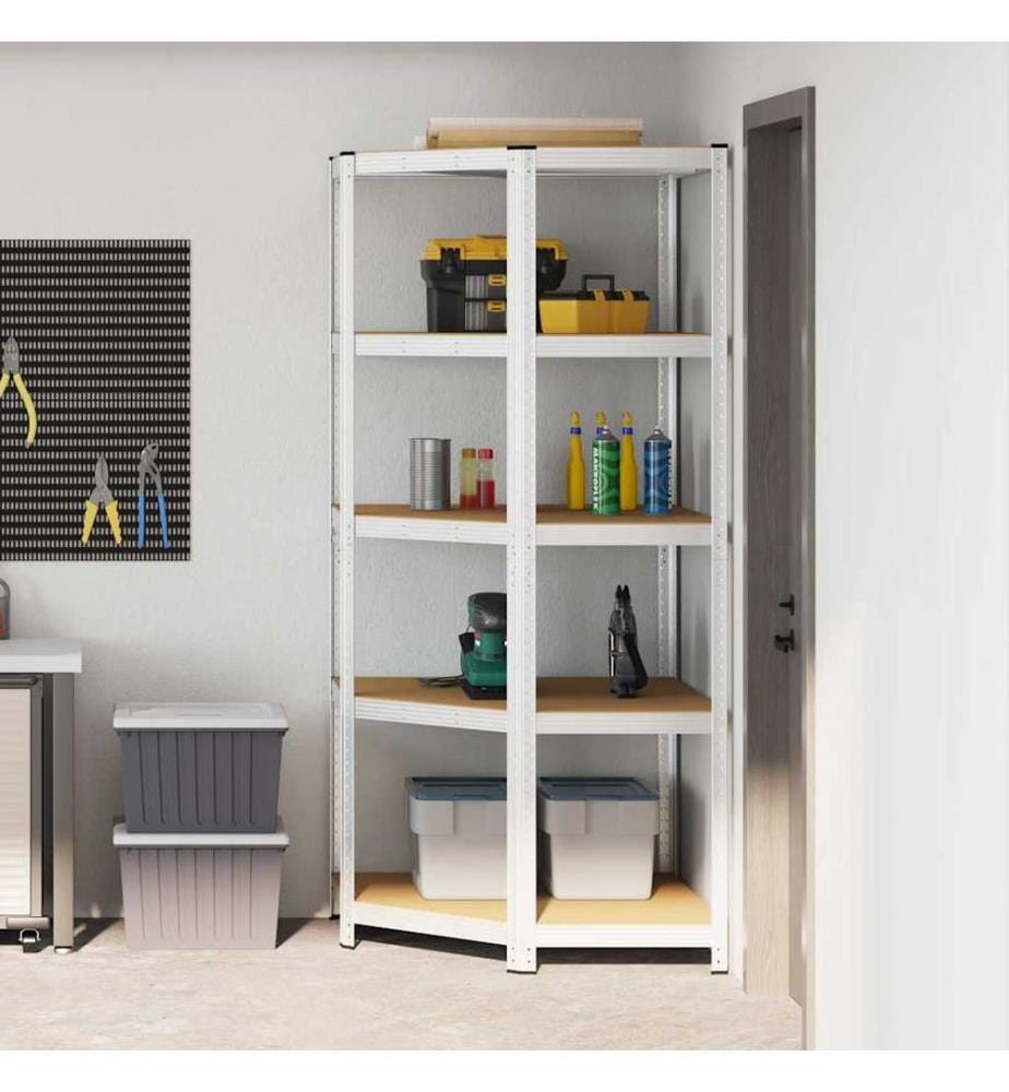 Étagère d'angle Argenté 90 x 90 x 198 cm Bois d'ingénierie