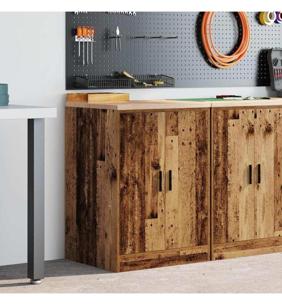 Garagen-Aufbewahrungsschrank Altholz-Optik Massivholz Kiefer