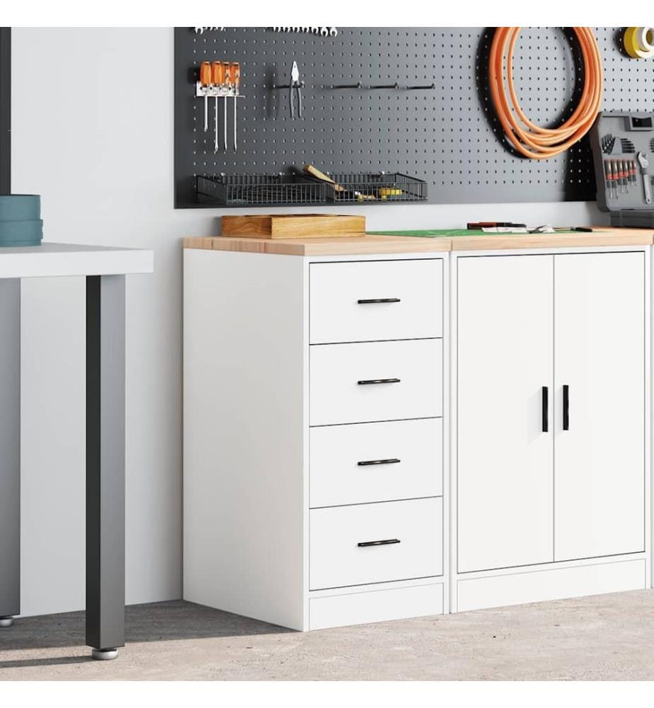 Armoire de rangement de garage blanc 40x51x85 cm bois de pin