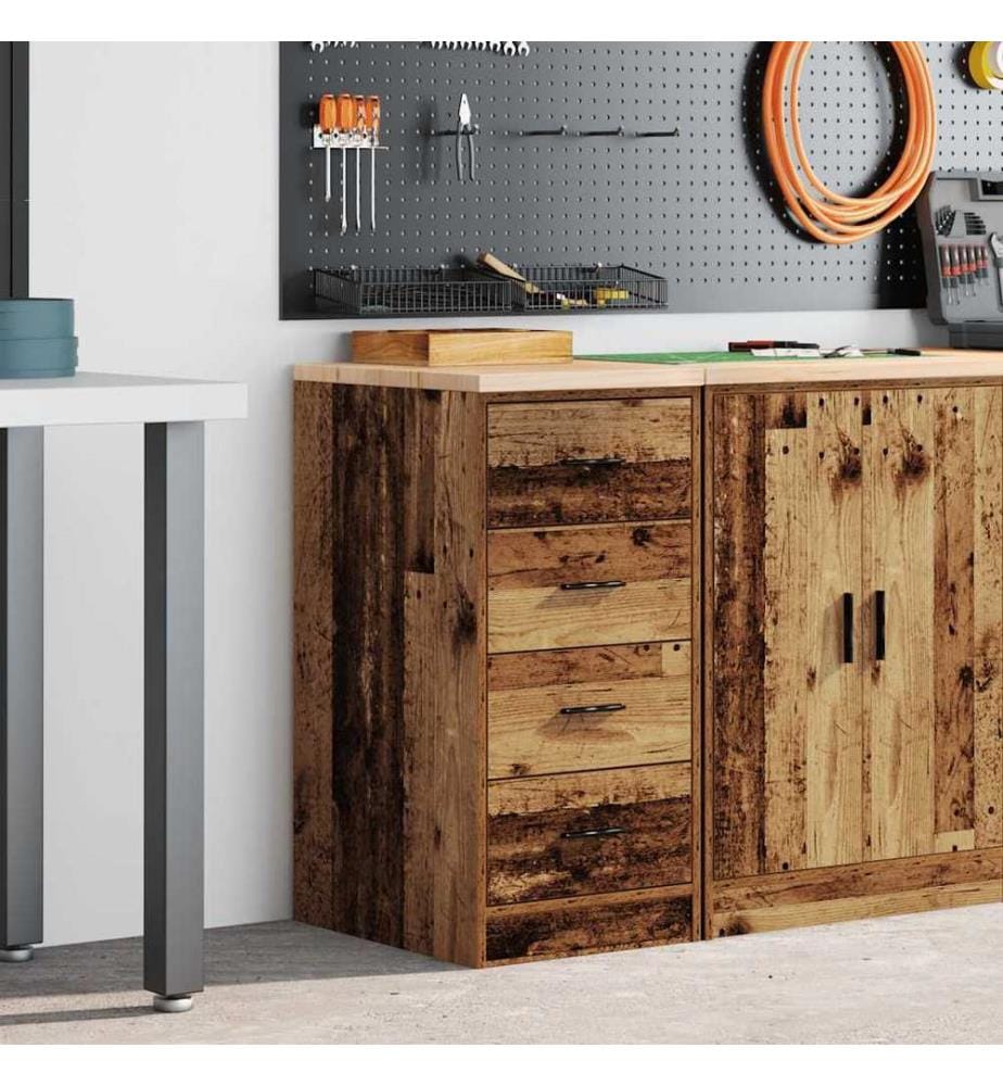 Armoire de rangement de garage vieux bois 40x51x85 cm bois pin