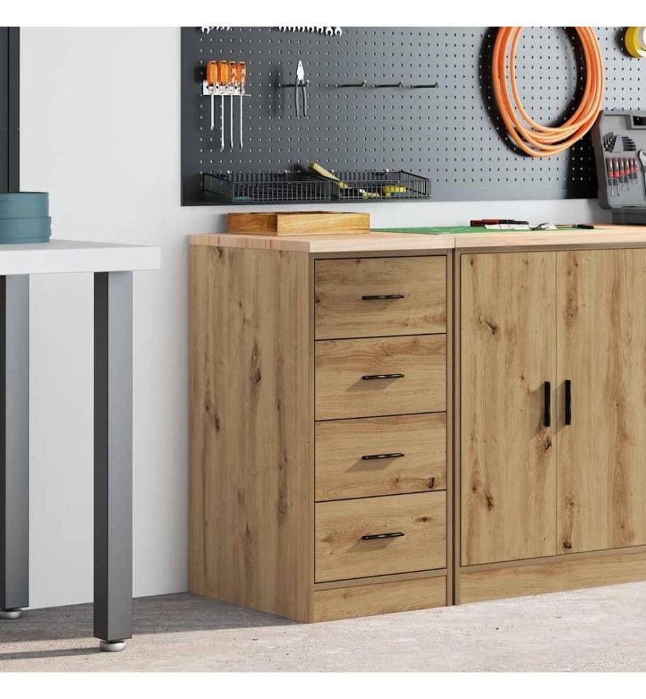 Armoire de rangement de garage chêne artisanal bois pin massif