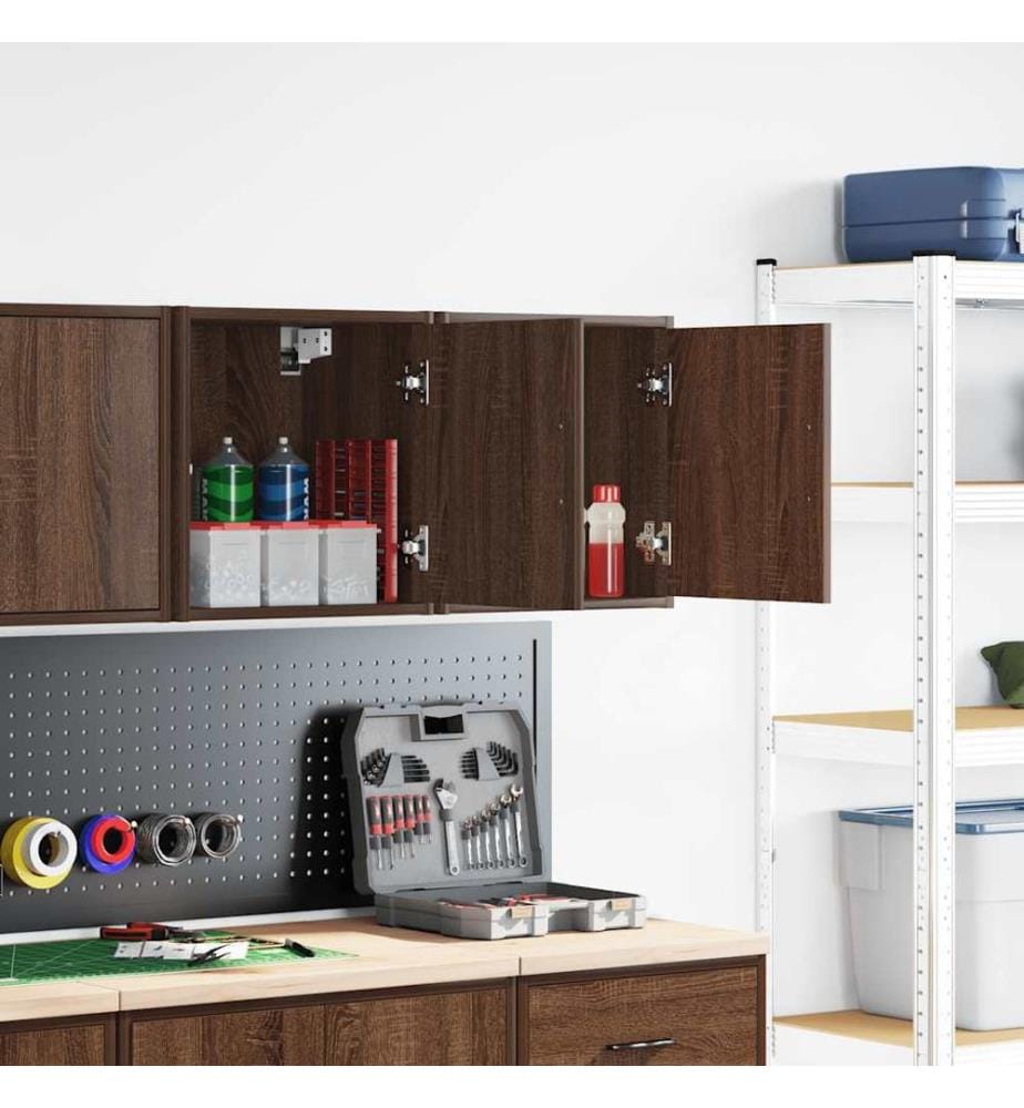Garagen-Wandschränke 2 Stk. Braun Eichen-Optik Holzwerkstoff