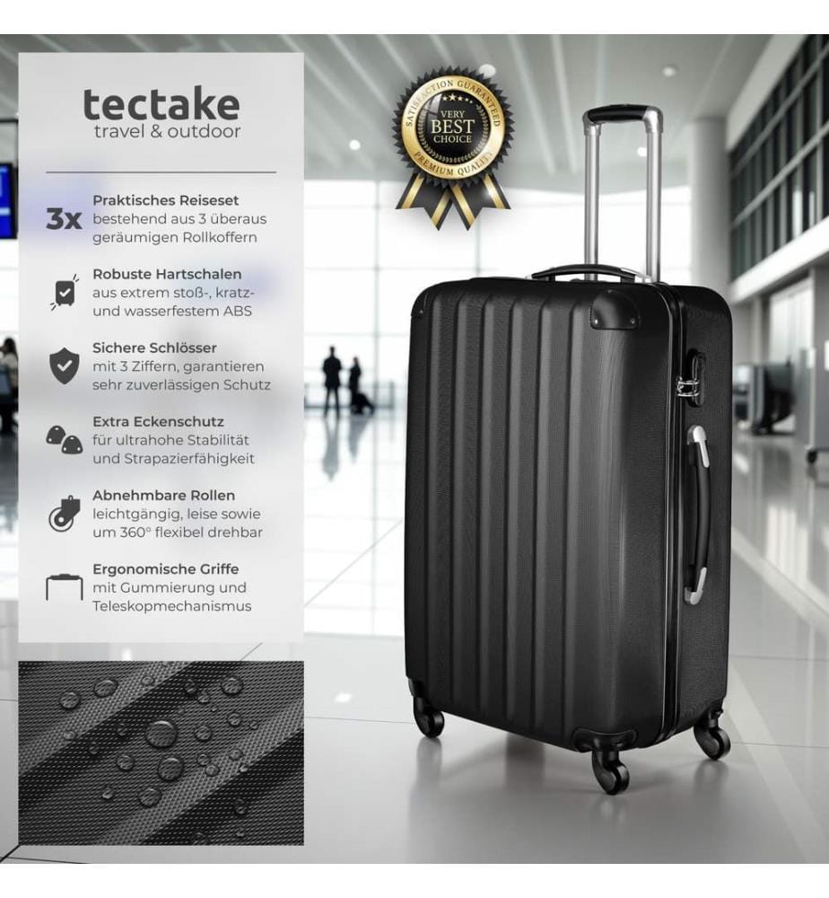 Set de 3 Valises Trolley Rigides - ABS - noir
