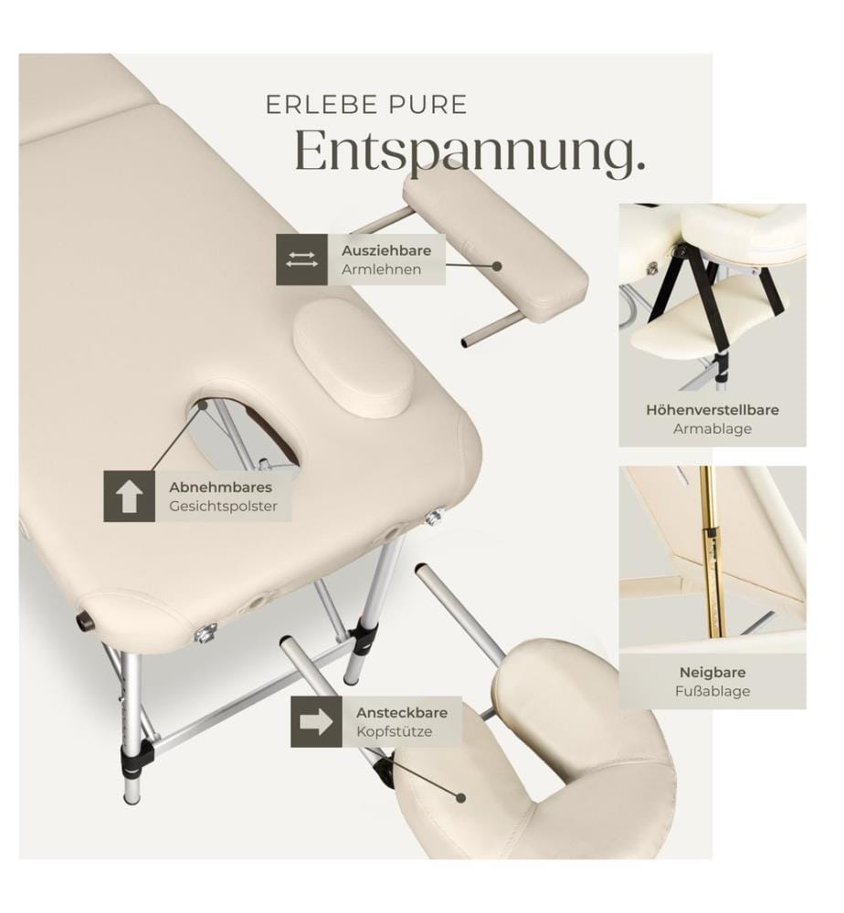 Table de massage pliante à 3 zones - beige