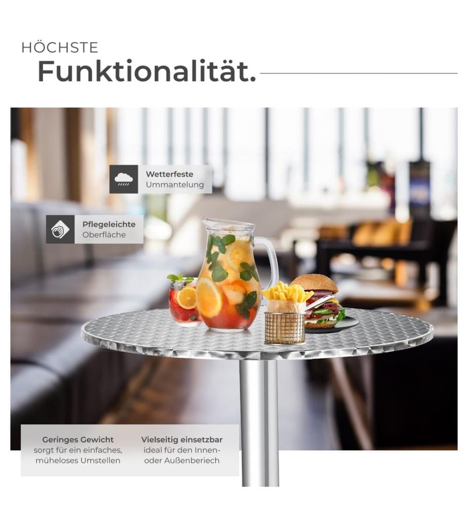 Poseur Table with 60 cm Tabletop, Foldable, Height adjustable and Weather-Safe - 58 cm